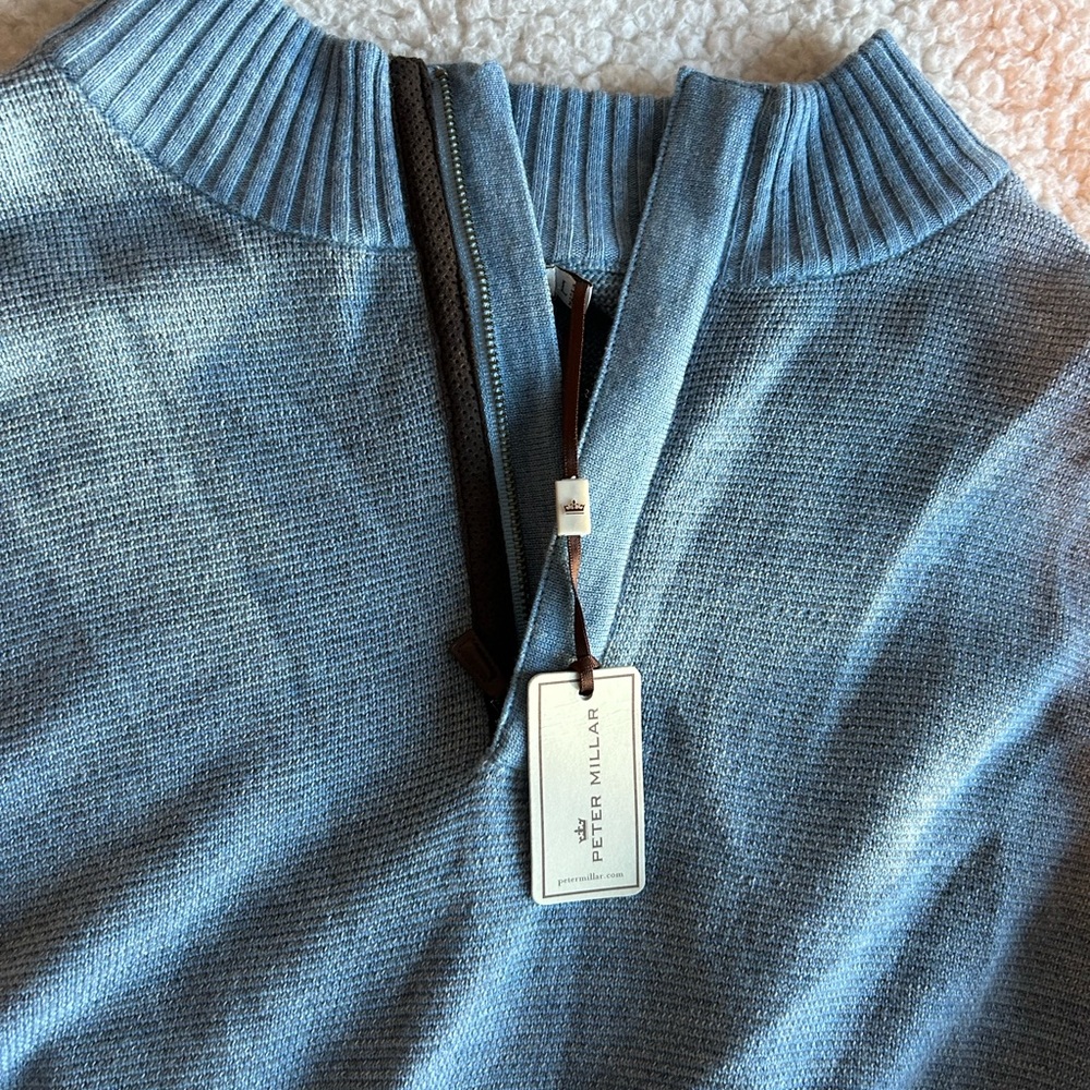 Peter Millar Sky Blue Knit with Zipper Accent - Picture 2 of 7